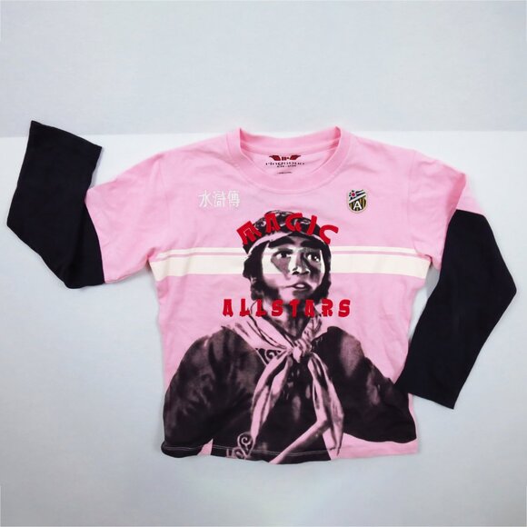 RARE Ringspun Allstars Monkey Magic Pink Graphic T-Shirt Illusion Layered Look - Picture 3 of 16
